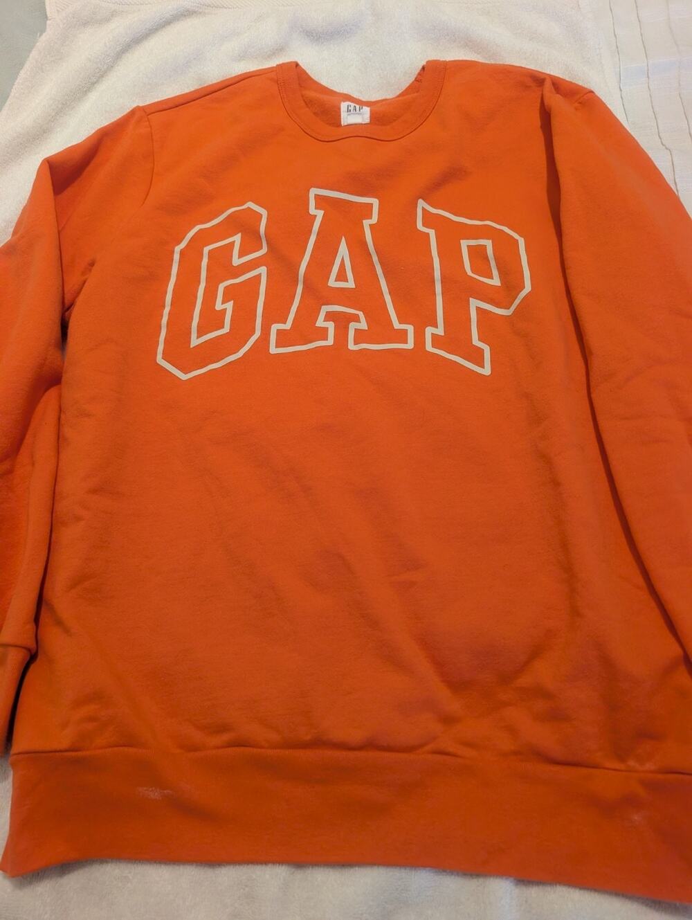 Gap Crew Neck Sweatshirt Size Large Orange Long Sleeve Pullover Cotton Blend